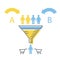 The digital marketing funnel infographics - A-B test, marketing strategies