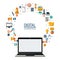 Digital marketing laptop technology network online