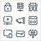 digital marketing line icons. linear set. quality vector line set such as billboard, email, responsive, link, announcer, video