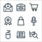 digital marketing line icons. linear set. quality vector line set such as statistics, laptop, mouse, microphone, shopping bag,