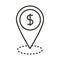 Digital marketing money location map pin line icon