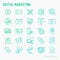 Digital marketing thin line icons set