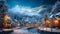 Digital Matte Painting Santas Hidden Village with Christmas Trees and Snowy Mountains