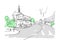 Digital minimalistic drawing of Kyiv landscape