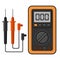 Digital multimeter. Electrical Measuring Instrument Voltage Amperage Ohmmeter and Power. Vector