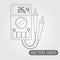 Digital multimeter icon black and white outline drawing