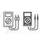 Digital multimeter line and glyph icon, tool and instrument, electric volmeter sign, vector graphics, a linear pattern