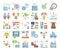 Digital nomad flat vector icons