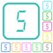 Digital number five of seven segment type vivid colored flat icons