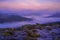 Digital oil painting of a Bamford Edge sunrise cloud inversion in the Peak District, UK