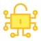 Digital padlock icon in flat style. Electronic lock sign. Cybersecurity concept