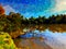 Digital paint strokes image of the lake in Birdsland reserve