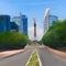 digital painting of an avenue in Mexico City without activity