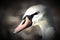 A digital painting of a beautiful white swan in profile.