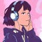 A digital painting of a Girl Lofi Anime girl illustration ,headphones, music Anime girl with big eyes