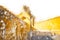 Digital painting of golden building, illustration of historic building for background. Jaipur, Rajasthan, India