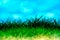 Digital Painting of green grass and blue sky