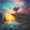 Digital Painting of Heart Landscape