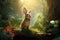 Digital painting of a rabbit in a serene forest