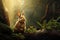 Digital painting of a rabbit in a serene forest