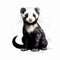 Digital Painting Of A Sitting Ferret: Black And White Illustration