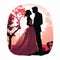 Digital Painting Wedding Silhouette: Romantic Vector Illustration