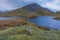 Digital painting of Y Garn Mountain. Snowdonia National Park in North Wales, UK from Llyn Dywarchen