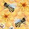 Digital paper seamless pattern with bee wasp, bumblebee, honey, field herbs, chamomile, calendula. Hand drawn watercolor