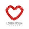 Digital pixel love shape logo concept design. Symbol graphic template element vector