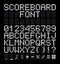 Digital point font for scoreboards. Led display uppercase letters, numbers and symbols