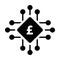 Digital pound currency icon vector symbol for digital transactions for asset and wallet in a flat color glyph pictogram