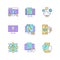 Digital proficiency RGB color icons set