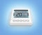 Digital programmable thermostat isolated on blue gradient background 3d render