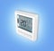 Digital programmable thermostat isolated on blue gradient background 3d render