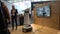 The digital receptionist robot Paul on Saturn stand on exhibition Cebit 2017 in Hannover Messe, Germany