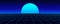 Digital retro perspective grid 1980s style. Futuristic cyber surface. 80s Retro Sci-Fi blue background. Album cover or banner in