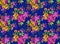 Digital rose floral pattern on blue background