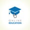 Digital school education click logo with academic cap