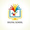 Digital school, open book and people logo