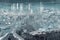 digital skyscaper city in white color and blue background. Generative AI