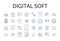 Digital soft line icons collection. Electronic silky, Virtual smooth, Computerized gentle, Online malleable, Cyber