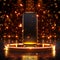 Digital sophistication Smartphone on a gold podium with neon ambiance