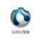 Digital sphere global link technology logo concept design. 3D three dimensional style. Symbol graphic template element