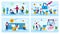 Digital Startup Office Life Vector Concepts Set