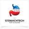 Digital Stomach Logo. Stomach Pixel Logo Design Template Inspiration