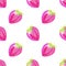 Digital strawberry seamless pattern on white background