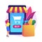 Digital supermarket abstract concept vector illustration.