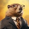 Digital Surrealism: Groundhog In A Suit And Glasses - Studio Portrait