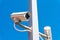 Digital surveillance camera is mounted on a pole