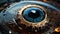 Digital Surveillance: Extreme Close-Up of Robotic Eye